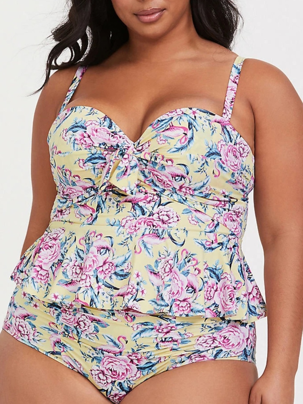 Torrid Vixen Collection Tie-Front Floral Flamingo Midkini Swim Top Plus Size 4X
